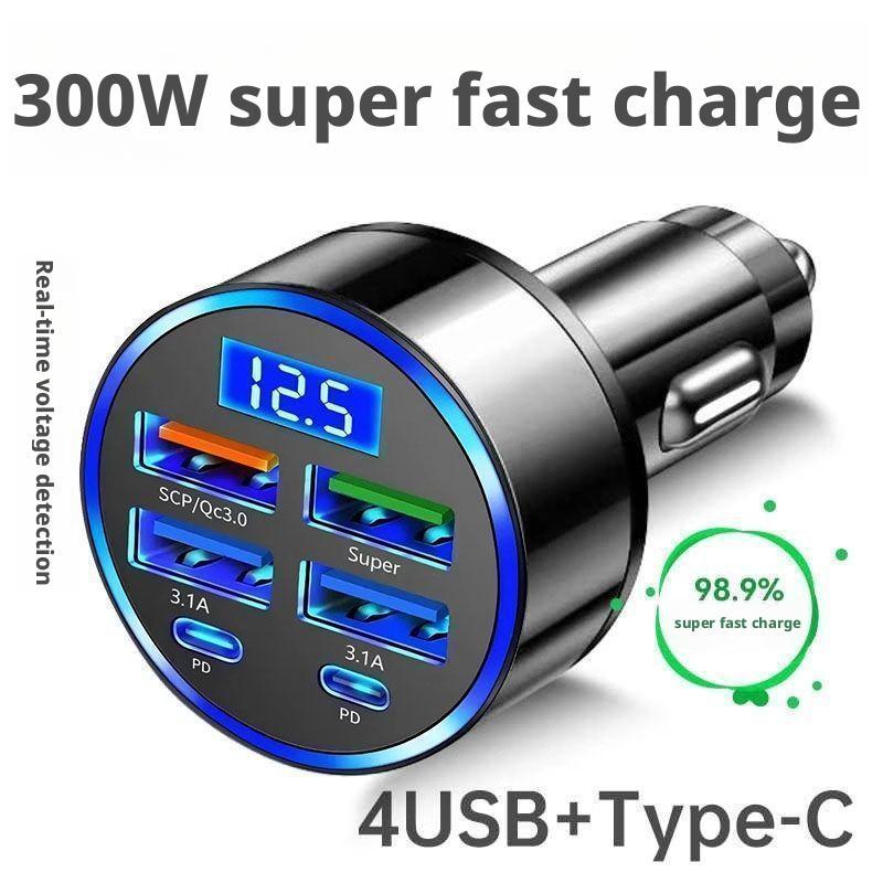 Type C Multiport Adapter - Автомобильное зарядное устройство PD 300 Вт,