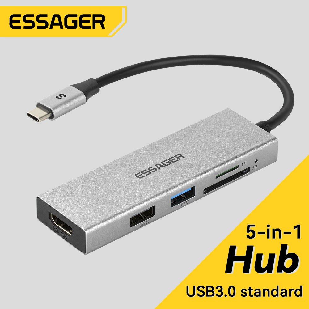 Type C Multiport Adapter - Essager 5 в 1 USB C